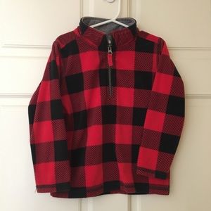 Carters (4T) Fleece Pullover Jacket 1/4 Zip Red Black Checkered Buffalo Plaid